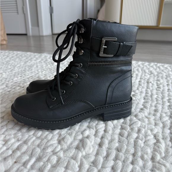 Guess Black Combat Boots with Buckle Detail - Picture 2 of 4